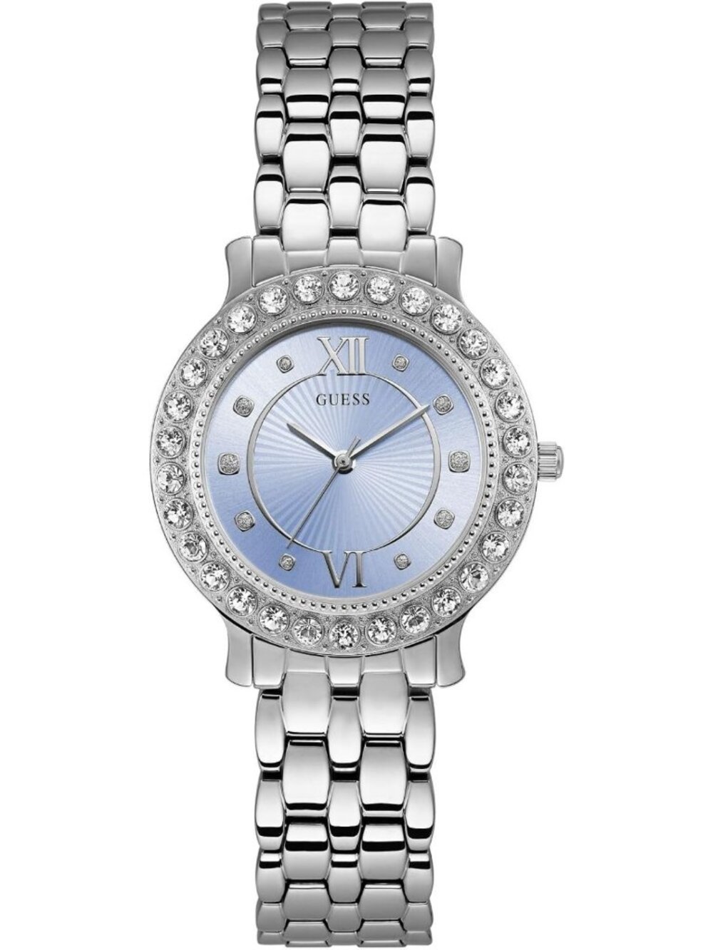 Stainless Steel Pink Crystal Bracelet Watch - Silver-Tone Fashion Timepiece